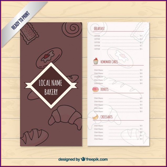 Free Bakery Menu Template Free Bakery Menu Template