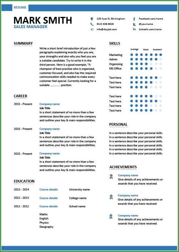 Free Modern Sales Resume Templates Free Modern Sales Resume Templates