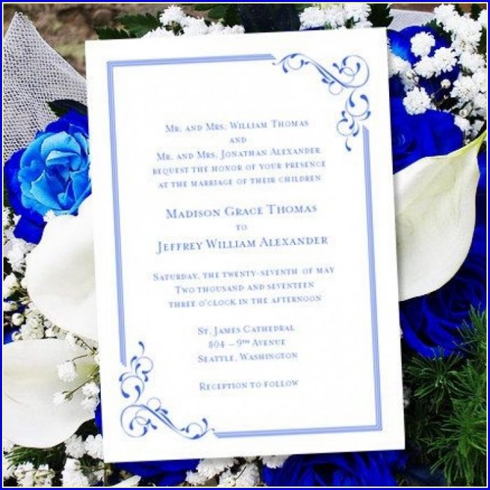 Free Printable Blank Wedding Invitation Templates Royal Blue Free Printable Blank Wedding Invitation Templates Royal Blue