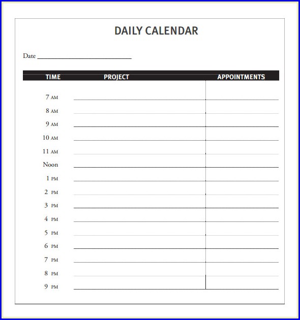 Free Printable Daily Appointment Calendar Template Free Printable Daily Appointment Calendar Template