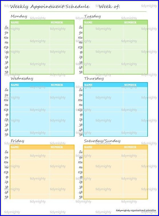 Free Weekly Appointment Calendar Template Free Weekly Appointment Calendar Template