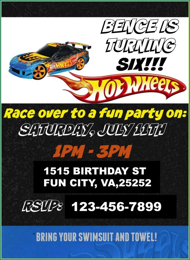 Hot Wheels Birthday Invitation Template Free Hot Wheels Birthday Invitation Template Free
