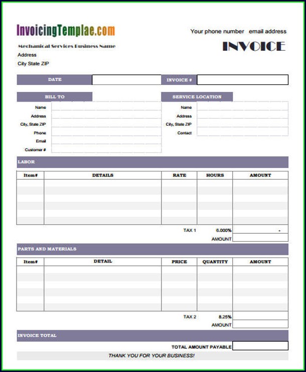 Hvac Service Invoice Template Free Hvac Service Invoice Template Free