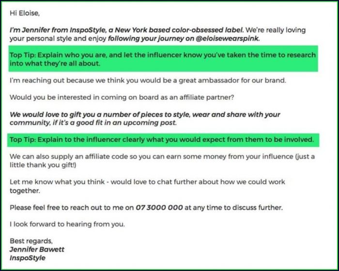 Influencer Email Template Influencer Email Template