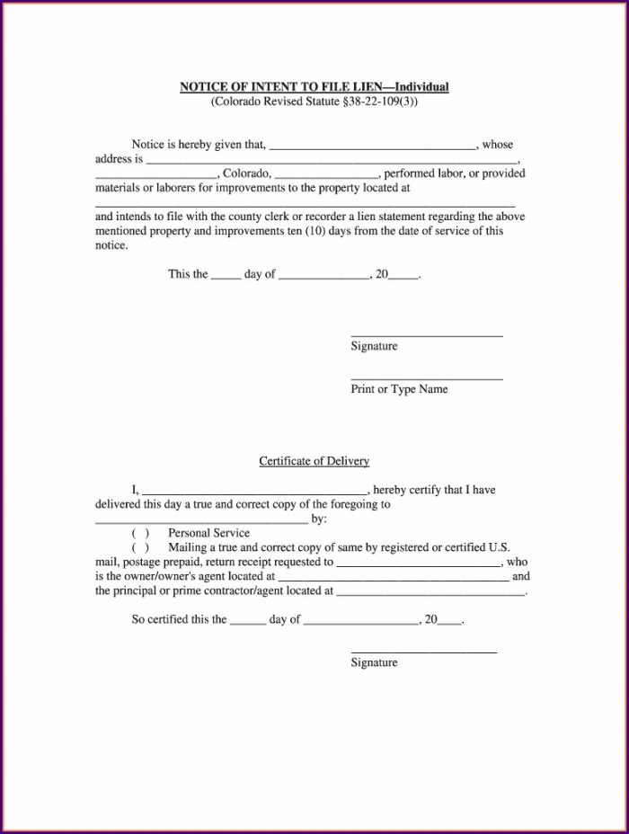 Intent To Lien Letter Template Texas Intent To Lien Letter Template Texas