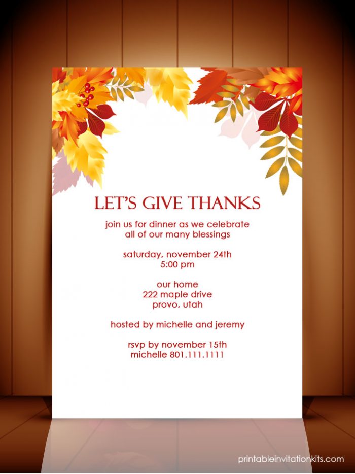 Invitation To Thanksgiving Dinner Template Invitation To Thanksgiving Dinner Template