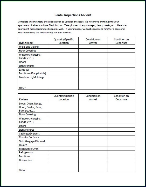 Landlord Rental Inspection Checklist Template Landlord Rental Inspection Checklist Template