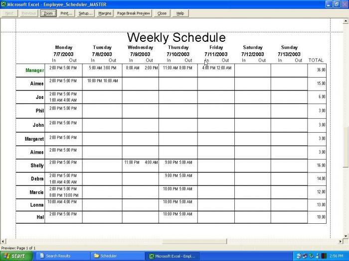 Monthly Work Schedule Template 2018 Monthly Work Schedule Template 2018