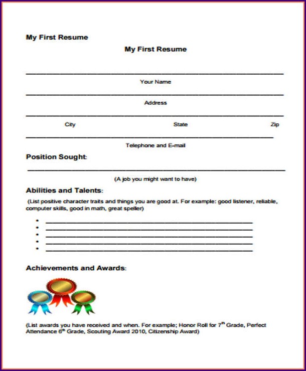 My First Resume Template Pdf My First Resume Template Pdf