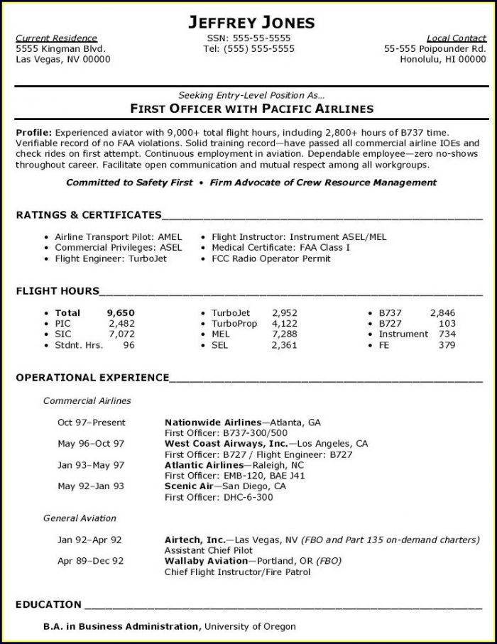 Pilot Aviation Resume Template Pilot Aviation Resume Template