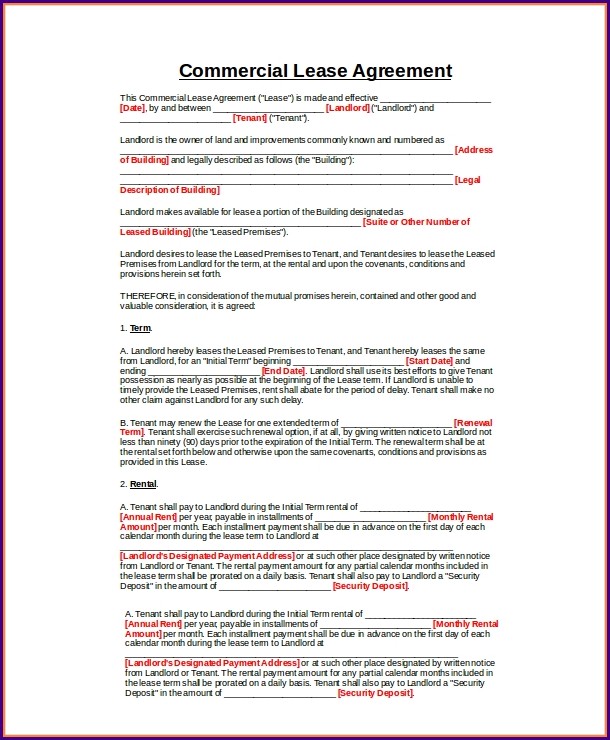 Printable Commercial Lease Agreement Template Free Pdf Printable Commercial Lease Agreement Template Free Pdf