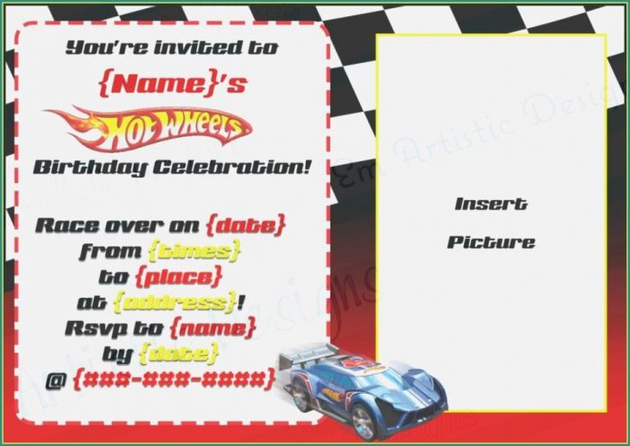 Printable Hot Wheels Invitation Template Free Printable Hot Wheels Invitation Template Free