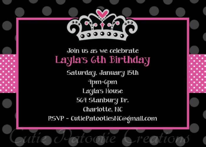 Printable Princess Crown Invitation Template Printable Princess Crown Invitation Template