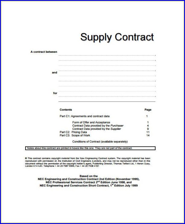 Printable Supply Agreement Template Free Printable Supply Agreement Template Free