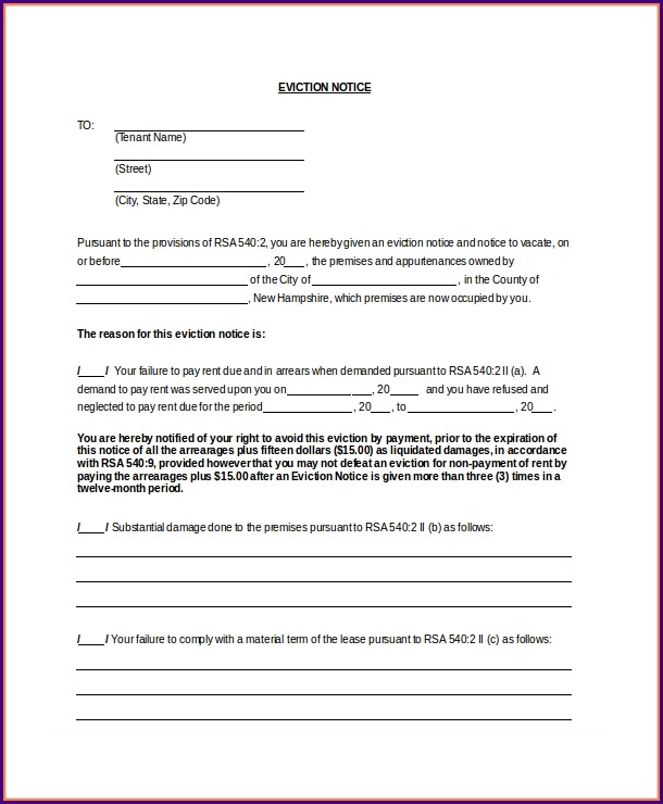 Printable Template Eviction Notice Printable Template Eviction Notice