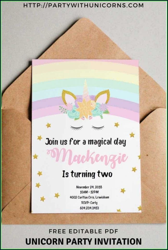 Printable Unicorn Birthday Card Template Printable Unicorn Birthday Card Template