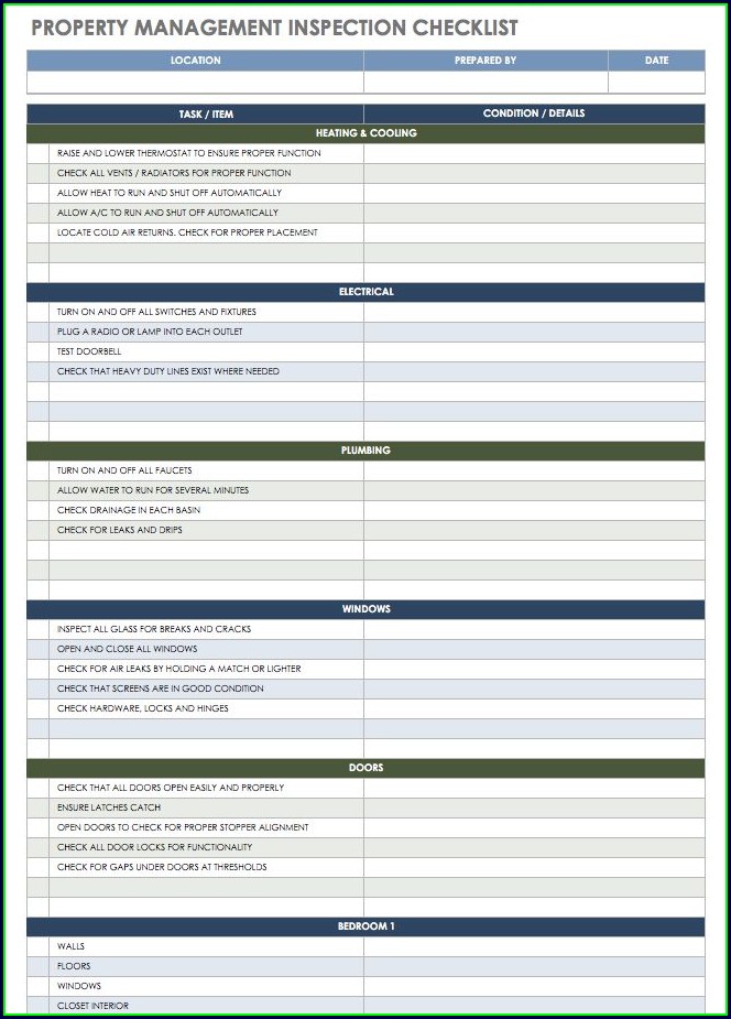 Property Management Rental Inspection Checklist Template Property Management Rental Inspection Checklist Template