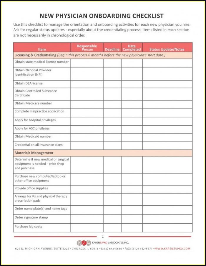 Provider Credentialing Checklist Template Provider Credentialing Checklist Template