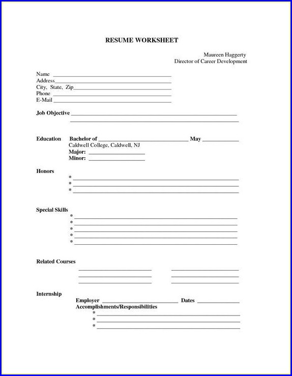 Resume Template Blank Form Resume Template Blank Form