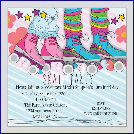 Roller Skating Birthday Party Invitations Template Free Roller Skating Birthday Party Invitations Template Free