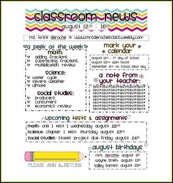 School Weekly Newsletter Templates Free School Weekly Newsletter Templates Free