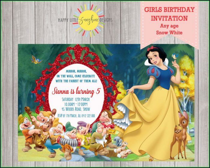 Snow White Birthday Invitation Template Snow White Birthday Invitation Template
