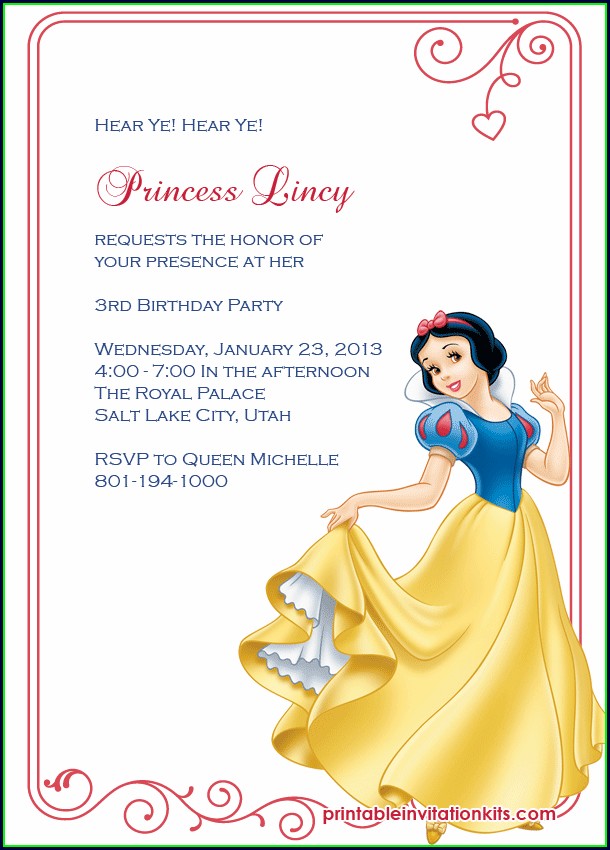 Snow White Invitation Template Snow White Invitation Template