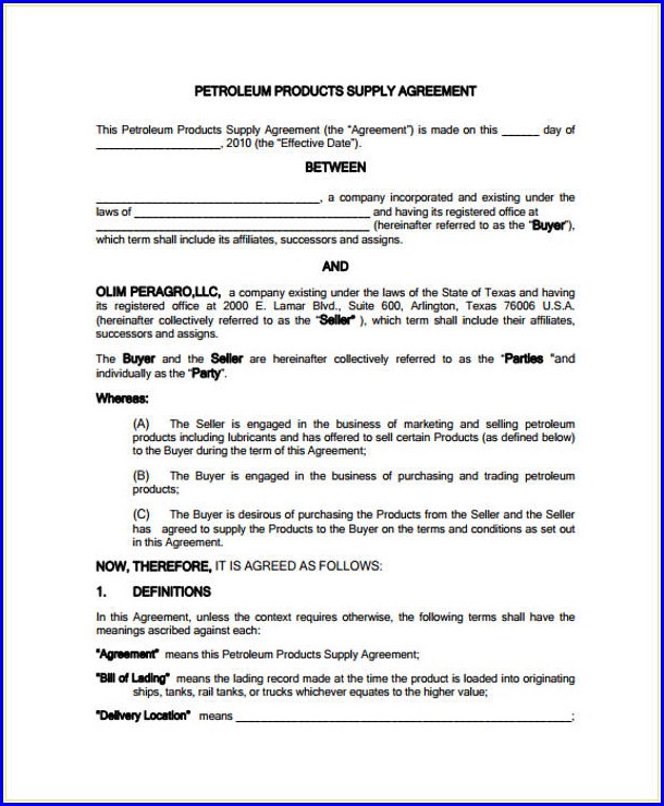 Supply Agreement Template Free Supply Agreement Template Free