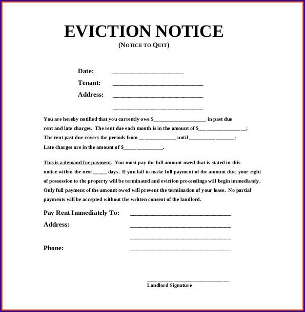 Template Eviction Notice Form Template Eviction Notice Form