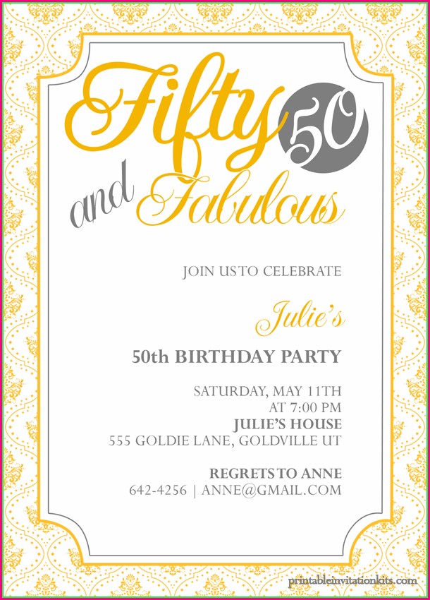 Template Printable 50th Birthday Invitations Template Printable 50th Birthday Invitations