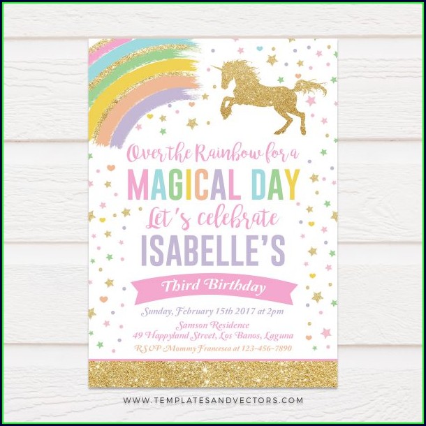 Unicorn Birthday Card Template Unicorn Birthday Card Template