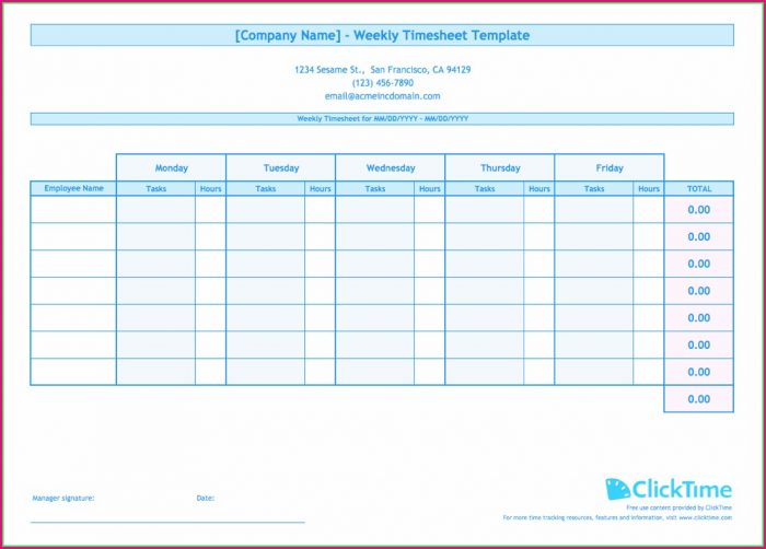 Weekly Free Excel Timesheet Template Multiple Employees Weekly Free Excel Timesheet Template Multiple Employees