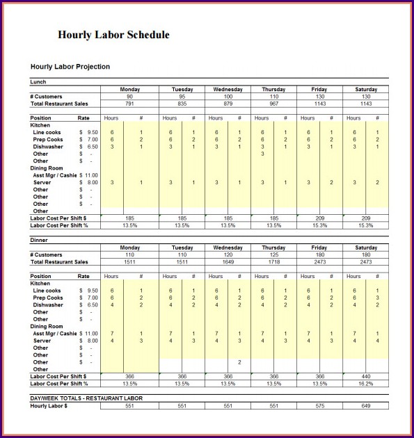 Weekly Restaurant Schedule Template Excel Weekly Restaurant Schedule Template Excel