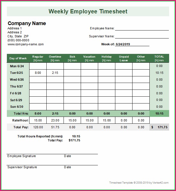 Weekly Timesheet Template Excel Free Download Weekly Timesheet Template Excel Free Download