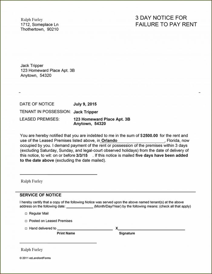 3 Day Eviction Notice Florida Template 3 Day Eviction Notice Florida Template
