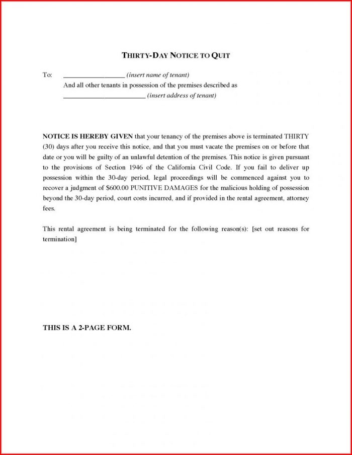 30 Day Tenant Eviction Notice Template 30 Day Tenant Eviction Notice Template