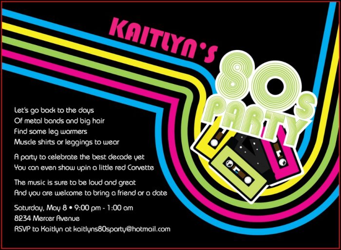 80s Party Poster 80's Invitation Template 80s Party Poster 80's Invitation Template