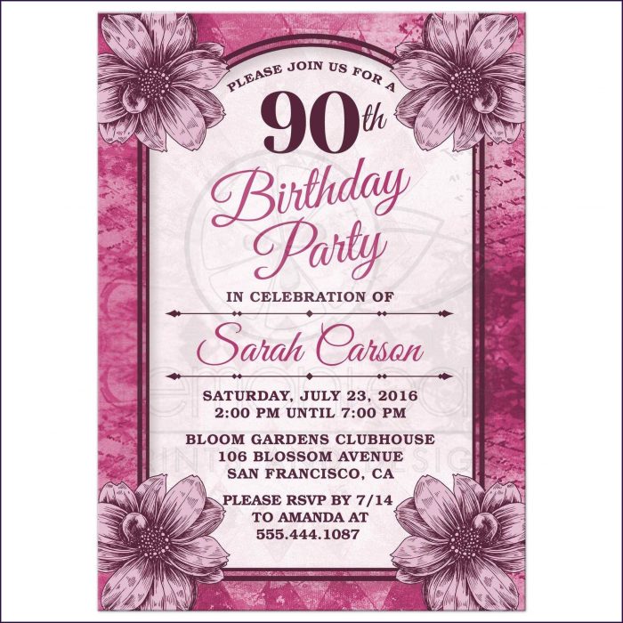 90th Birthday Invitations Templates Free 90th Birthday Invitations Templates Free