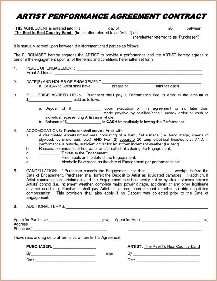 Artist Contract Template Free Artist Contract Template Free