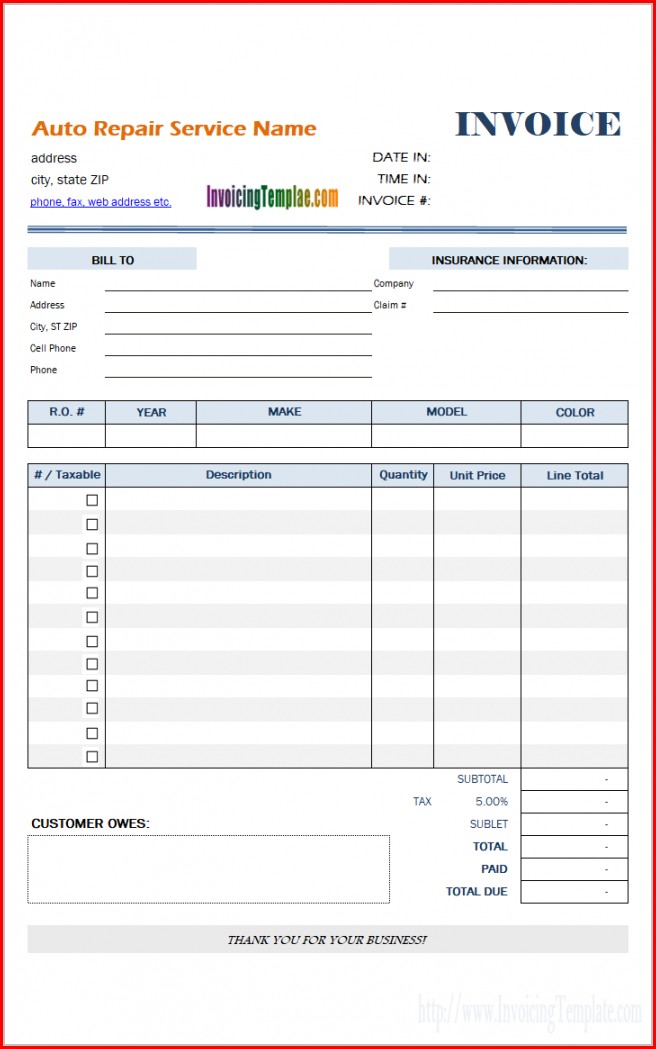Auto Repair Shop Receipt Template Auto Repair Shop Receipt Template