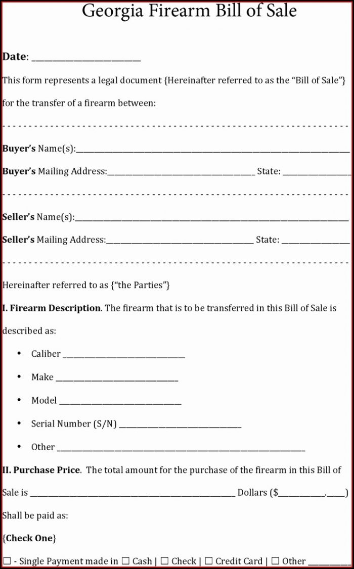 Automobile Free Bill Of Sale Template Ga Automobile Free Bill Of Sale Template Ga