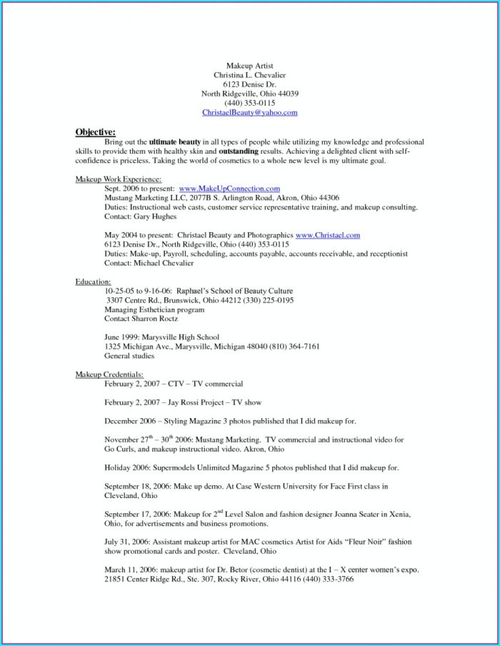 Beginner Makeup Artist Resume Template Beginner Makeup Artist Resume Template