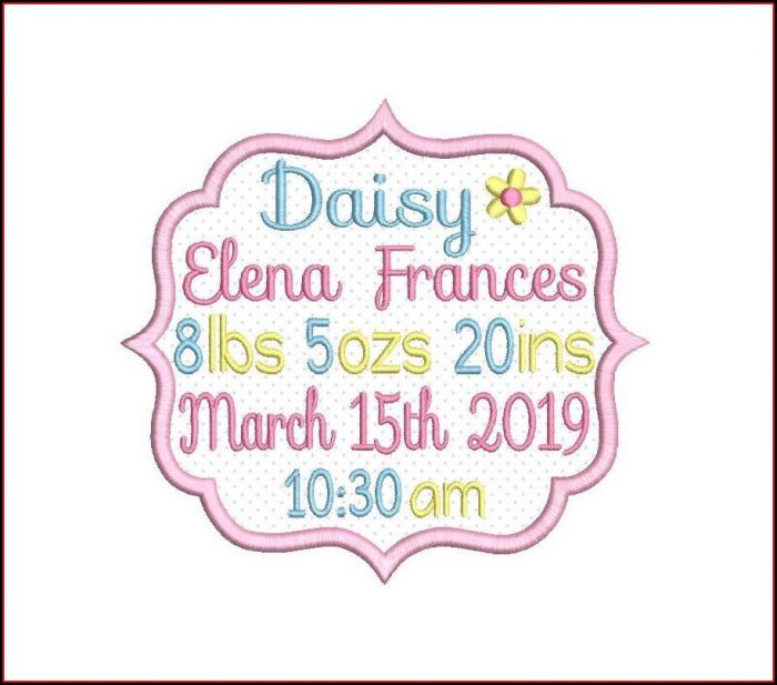 Birth Announcement Template Embroidery Design Birth Announcement Template Embroidery Design