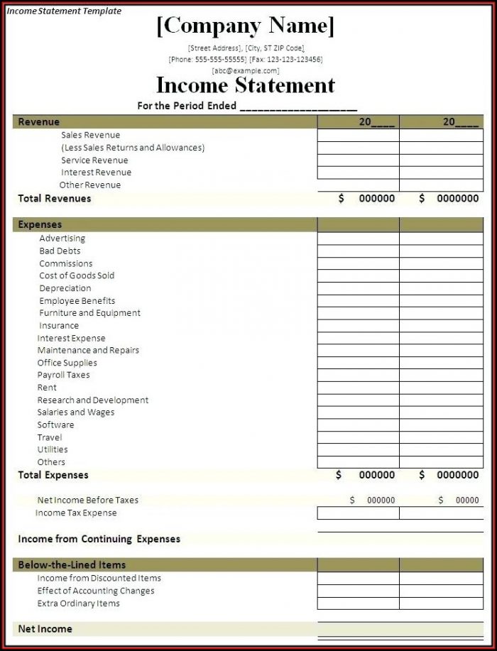 Blank Accounting Income Statement Template Blank Accounting Income Statement Template