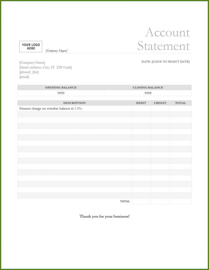 Blank Bank Statement Template Blank Bank Statement Template