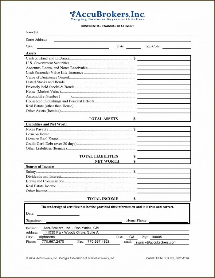 Blank Financial Statement Template Blank Financial Statement Template