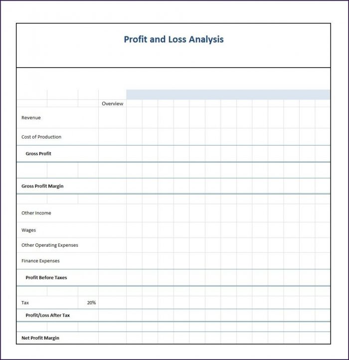 Blank Free Profit And Loss Template Blank Free Profit And Loss Template