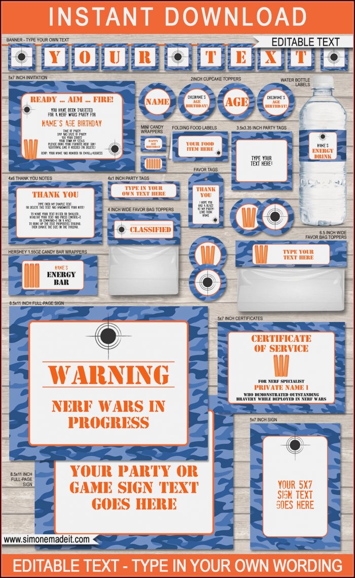 Blank Nerf Gun Invitations Templates Blank Nerf Gun Invitations Templates