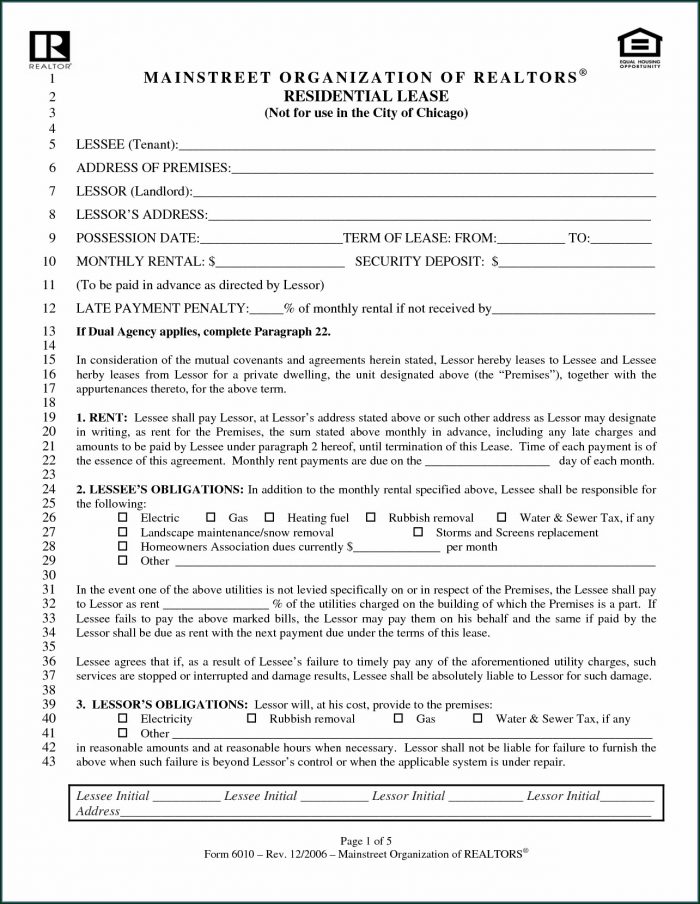 Blank Residential Lease Template Blank Residential Lease Template