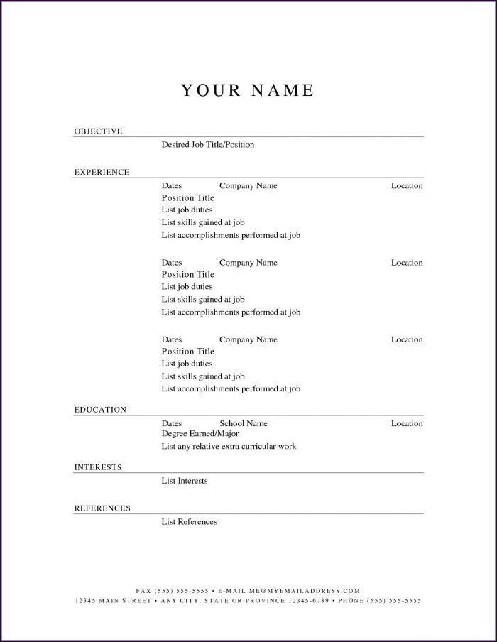 Blank Resume Templates Free Download Blank Resume Templates Free Download